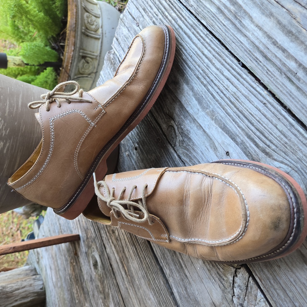 Orvis Men's Tan Leather Classic Academia Style Derby Shoes
